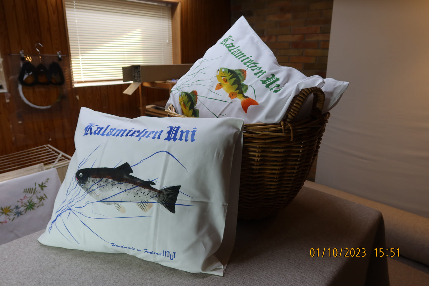 Mystery bag with fish motifs